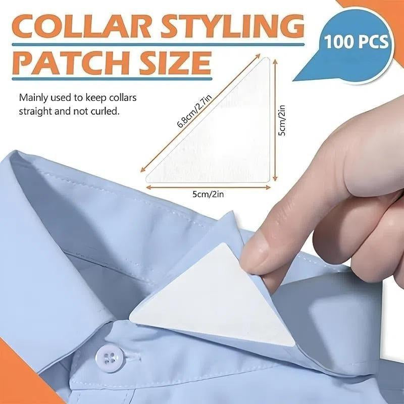 100 Pieces Collar Stays for Polo Shirts Unisex Triangular Design Anti-Warping Edge Sticker for Men Women'S Dress Shirts Easy to Use Premium Material