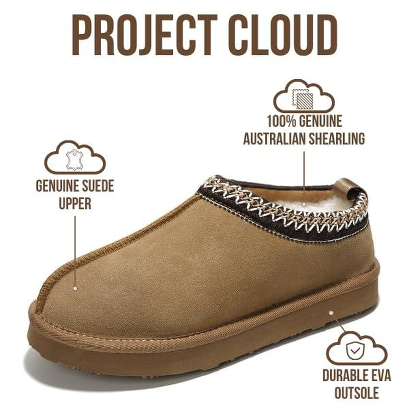 PROJECT CLOUD "Nerita" Genuine Australian Sheepskin Women'S Slippers with Lightweight Memory Foam Insole Fuzzy Slipper Non-Slip Sole Woman Slipper Girl Footwear