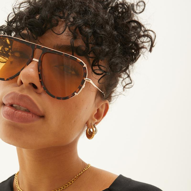 Ivy Luxe - Yellow Tangle-Free round Aviator Sunglasses