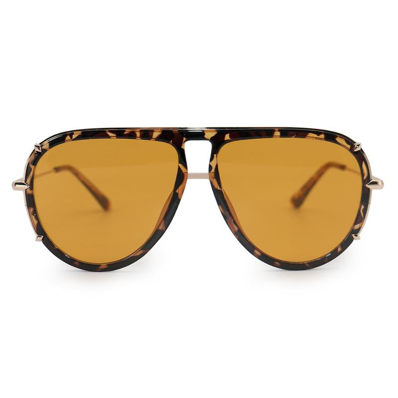 Ivy Luxe - Yellow Tangle-Free round Aviator Sunglasses