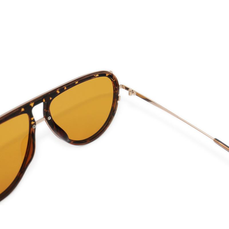 Ivy Luxe - Yellow Tangle-Free round Aviator Sunglasses