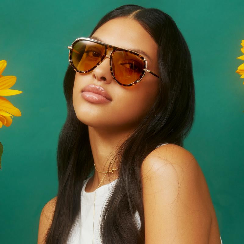 Ivy Luxe - Yellow Tangle-Free round Aviator Sunglasses