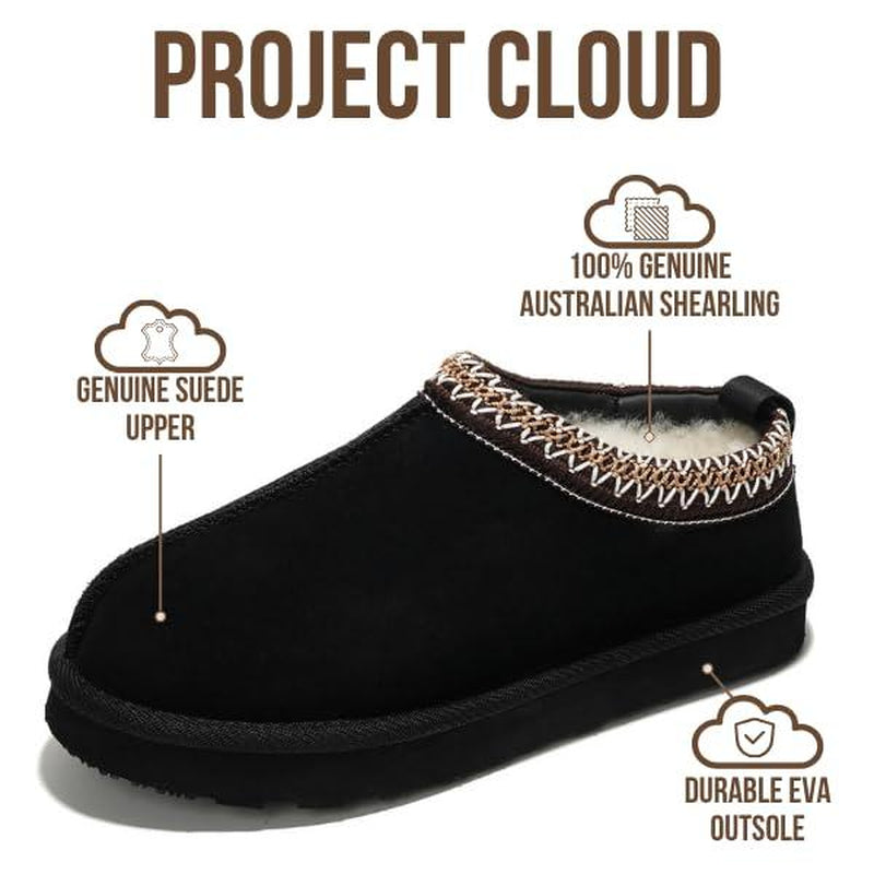 PROJECT CLOUD "Nerita" Genuine Australian Sheepskin Women'S Slippers with Lightweight Memory Foam Insole Fuzzy Slipper Non-Slip Sole Woman Slipper Girl Footwear
