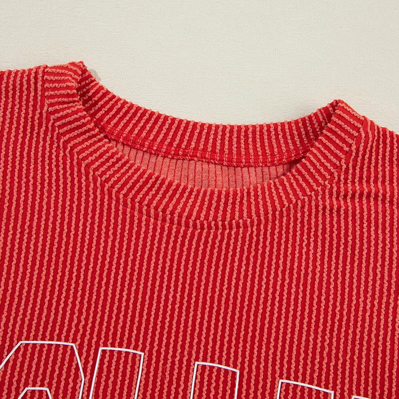 JOLLY Corded Long Sleeve Top and Pockets Pants Set Women'S Loungewear Set Homewear for Christmas