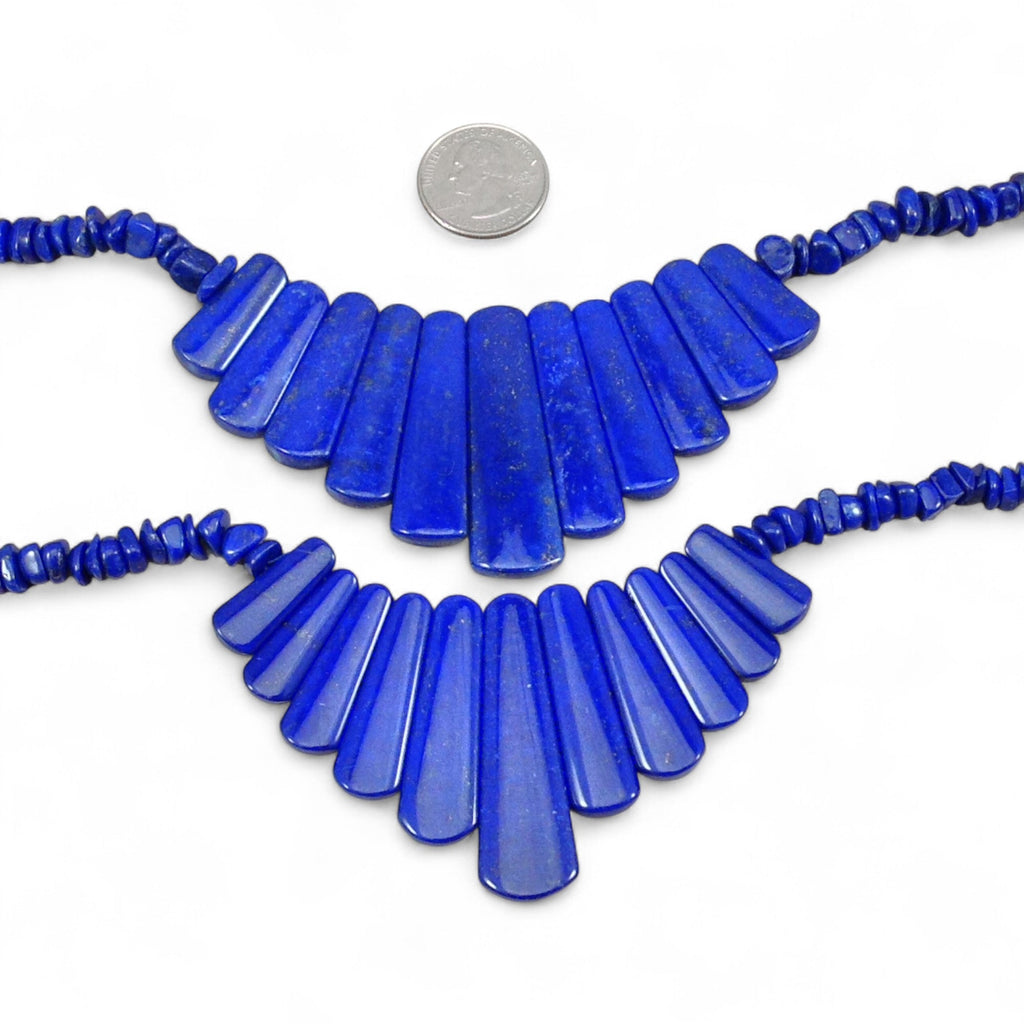 Natural Lapis, Grade AA, Graduated long Trapezoid Handmade Necklace, 20in