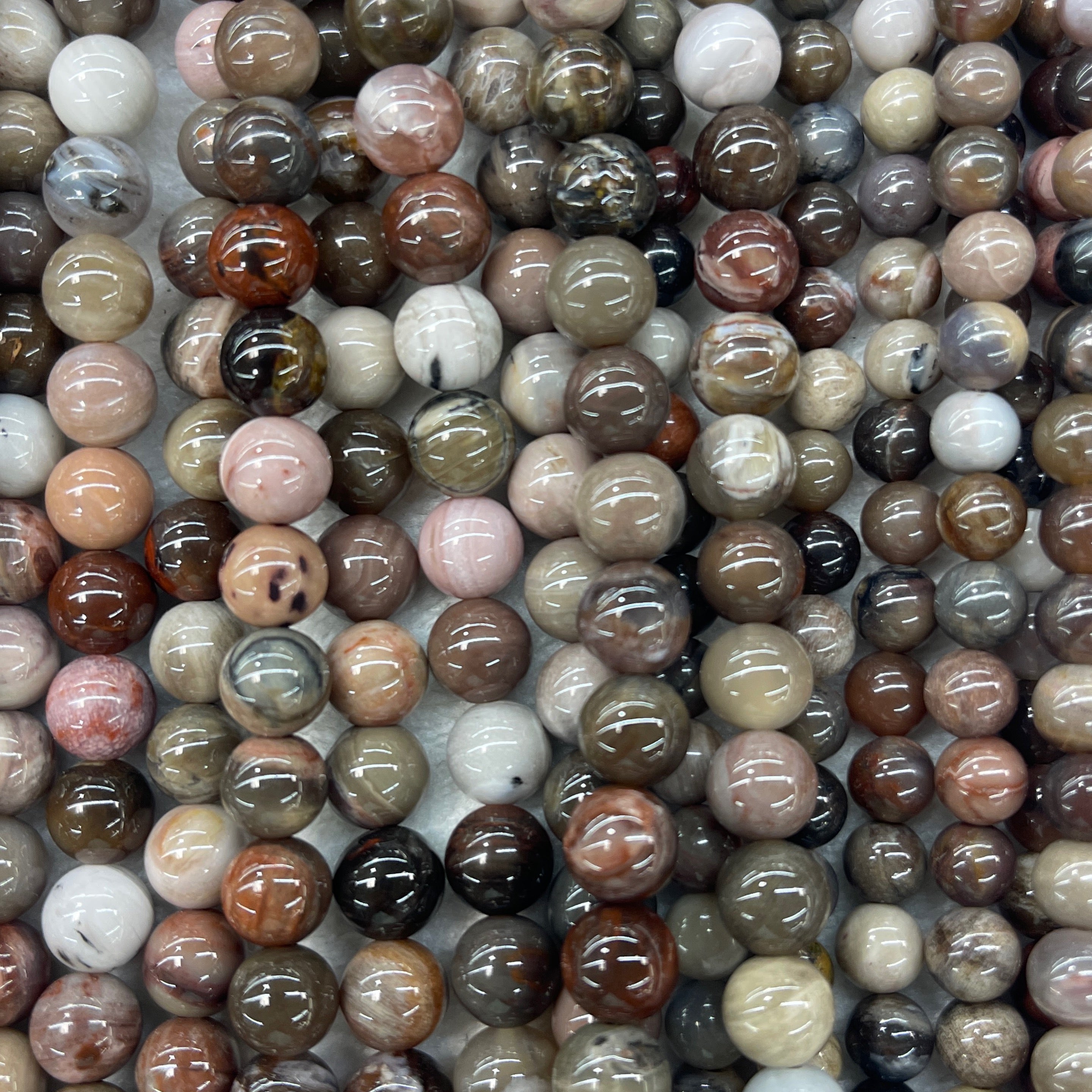Petrified Wood (XinJiang,CN) Round 6mm 8mm